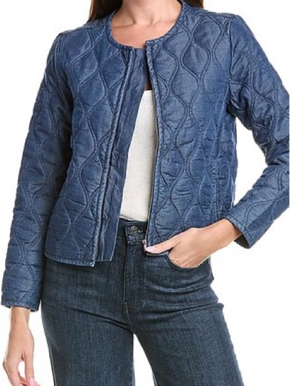 Nanette Lepore Quilted Denim-Blue Jacket